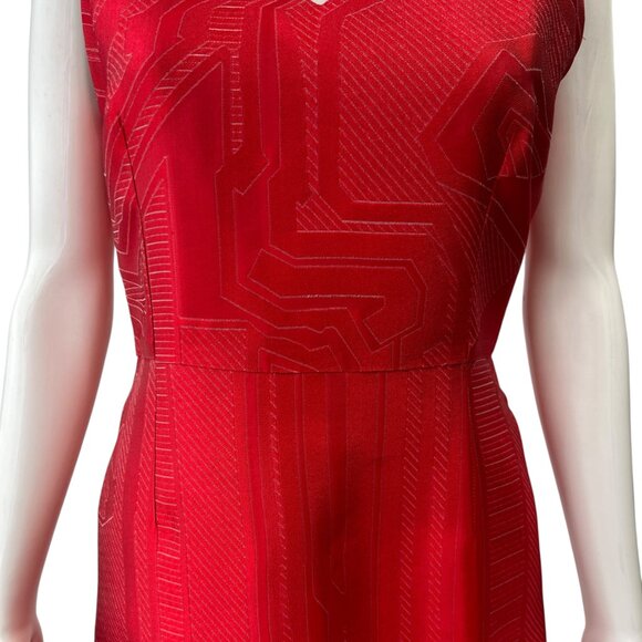 Fendi Red Geometric Dress sleeveless v-neck zip closure no material tag - Picture 2 of 8
